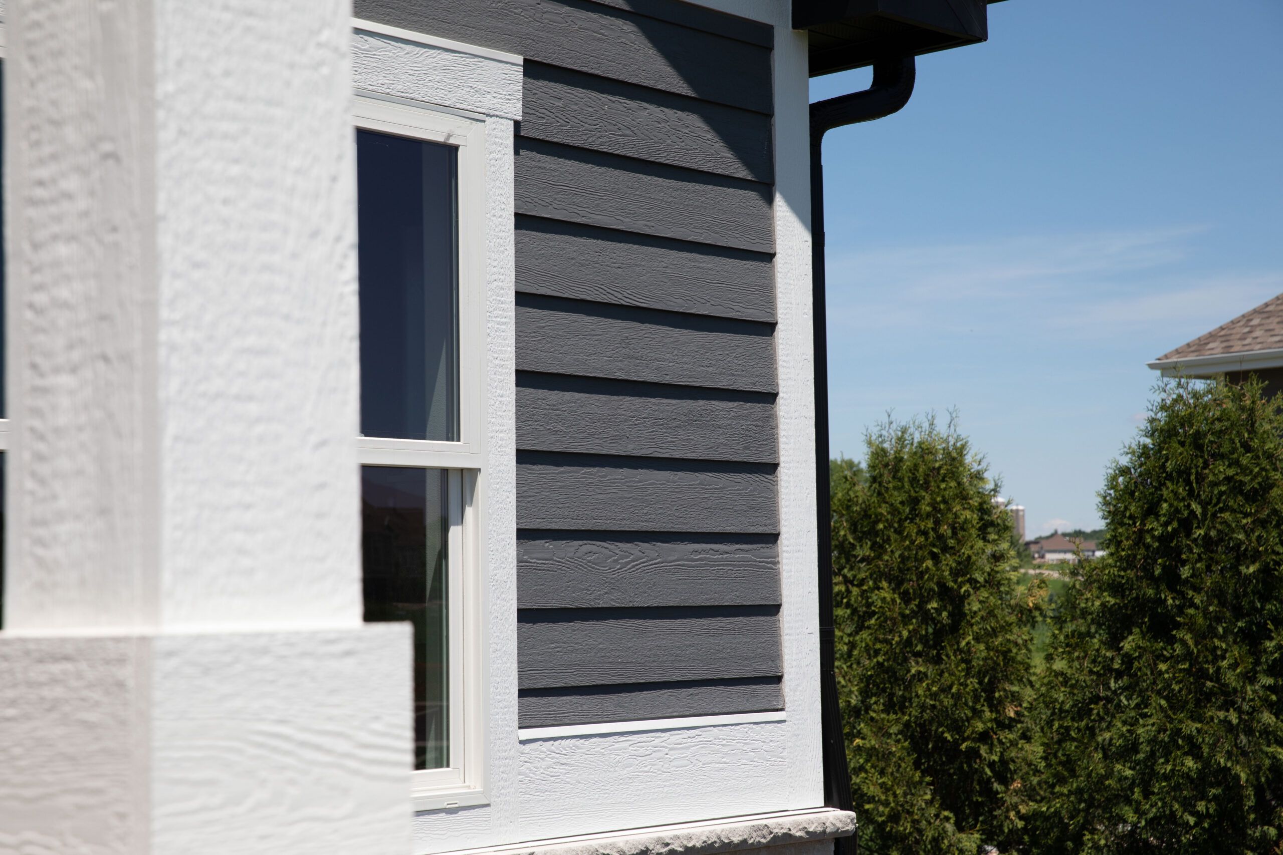 A house with gray siding.