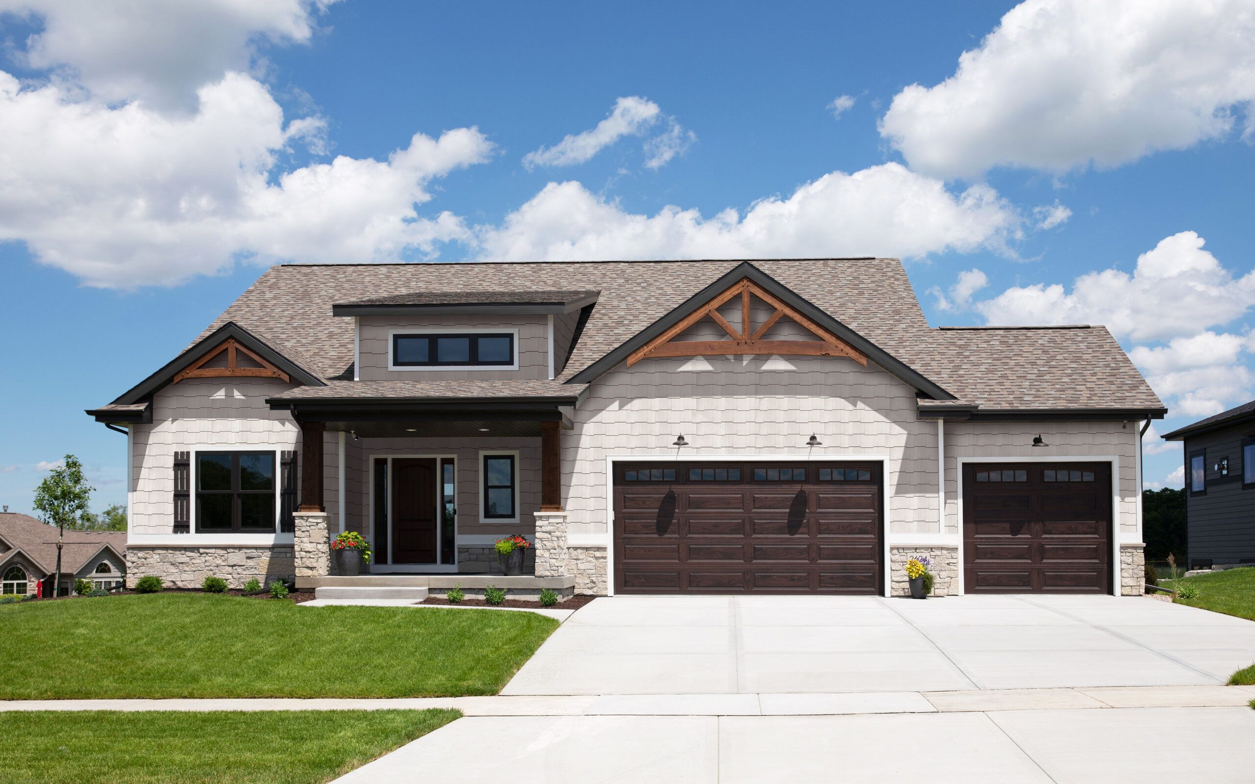 A house with mixed siding styles.