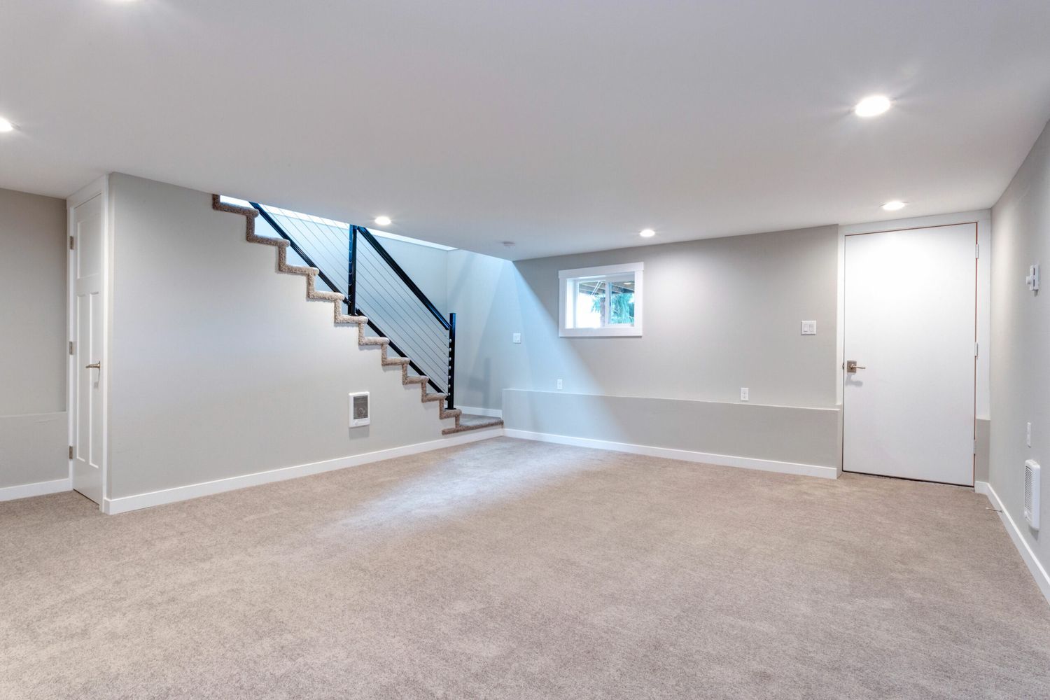 Finished basement with new carpet