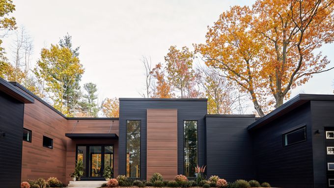 Steel siding on a large, modern house.