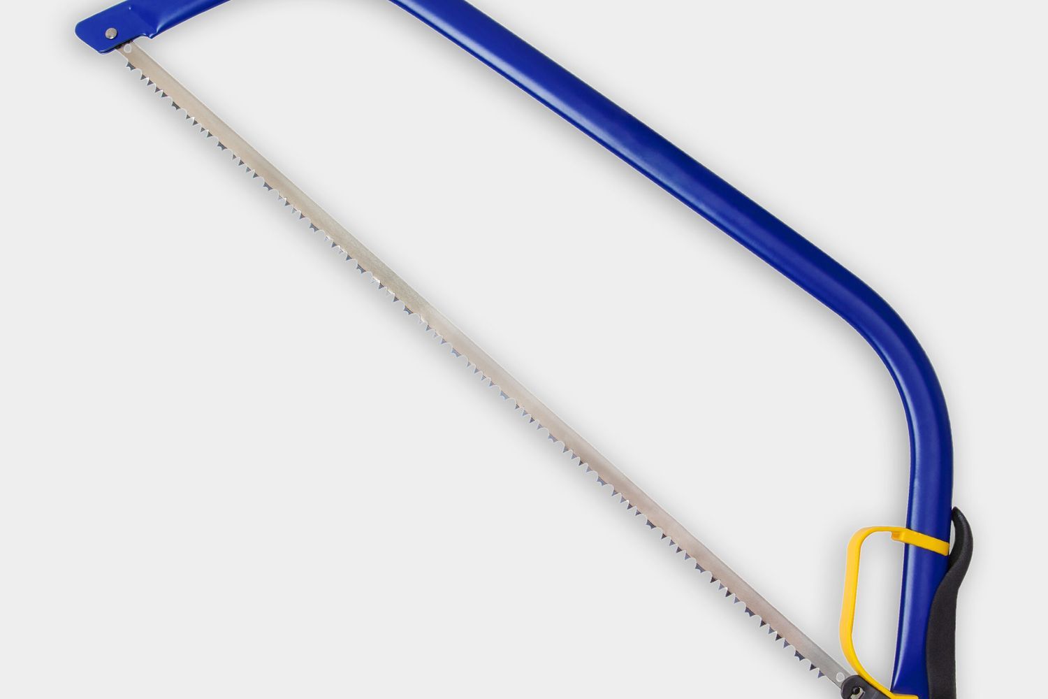 A hacksaw used for cutting metal.