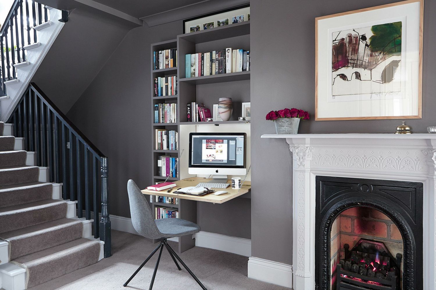 A small wall fold down desk.
