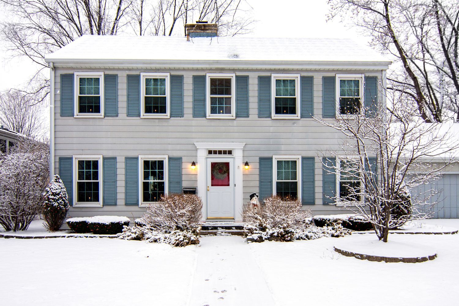Saltbox home in winter