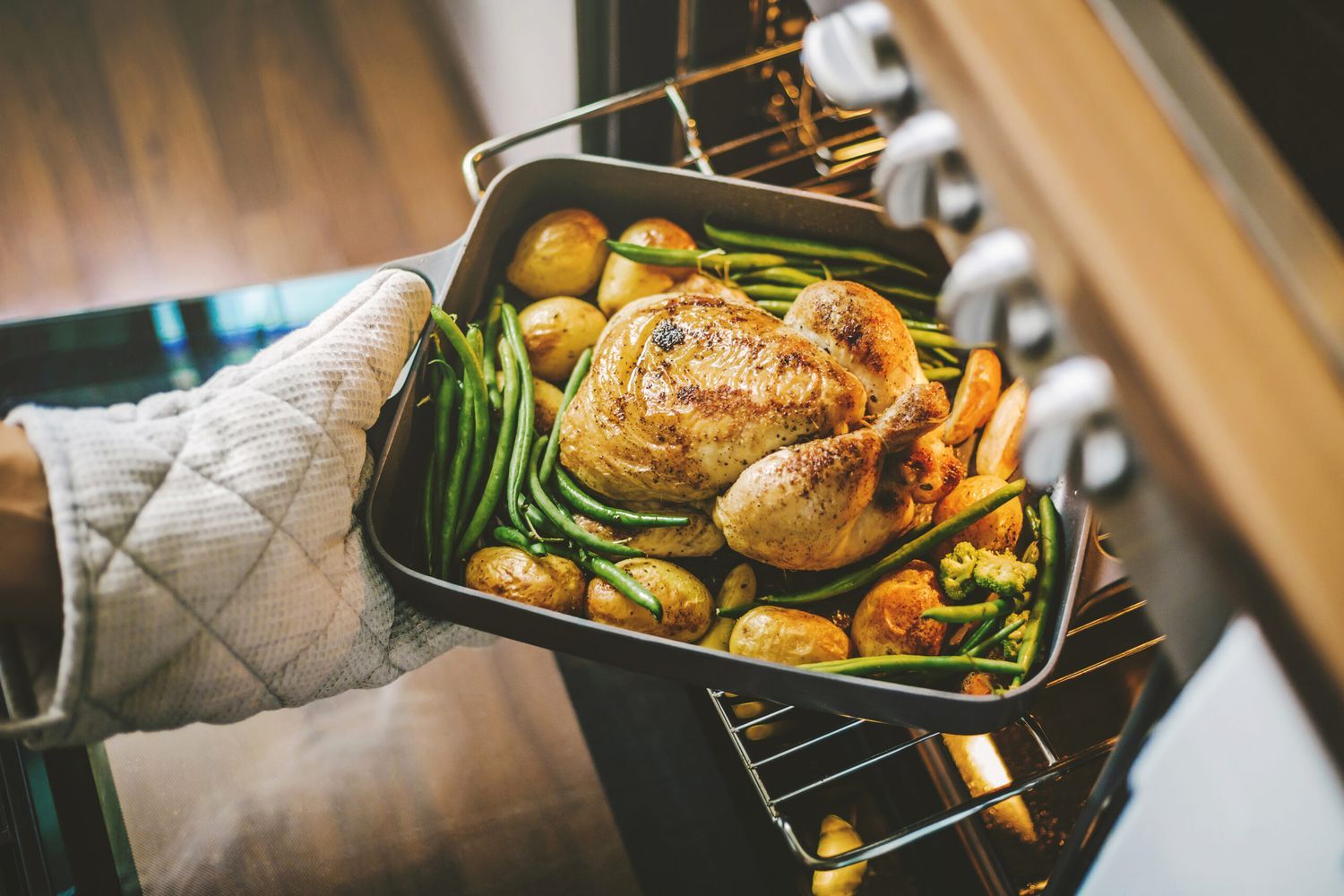 removing holiday food from the oven