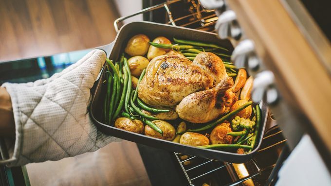 removing holiday food from the oven