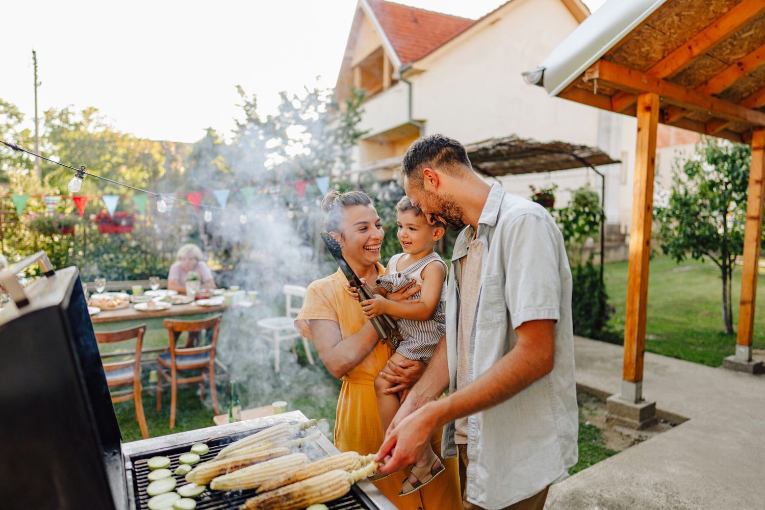 grilling in the backyard during a party