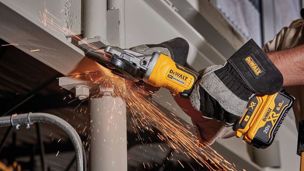 Lifestyle image showing an angle grinder in use. Lead image for the best angle grinder guide.