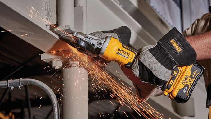 Lifestyle image showing an angle grinder in use. Lead image for the best angle grinder guide.