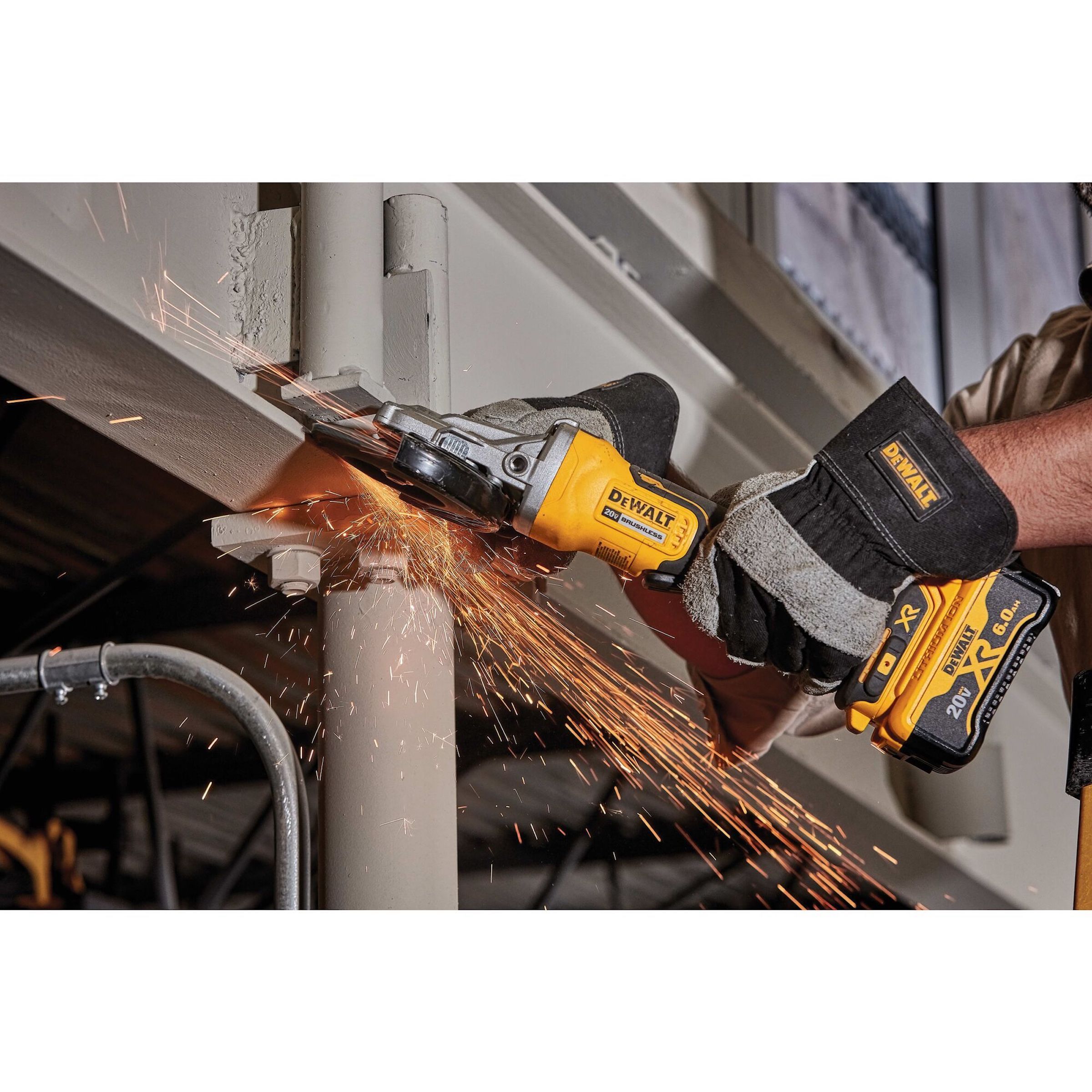 Lifestyle image showing an angle grinder in use. Lead image for the best angle grinder guide.