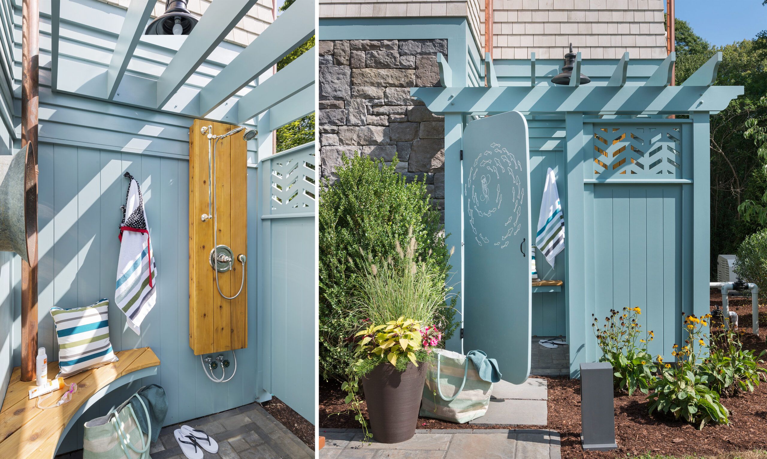 Outdoor Shower Co. Offers Wall Mount and Free-Standing Showers