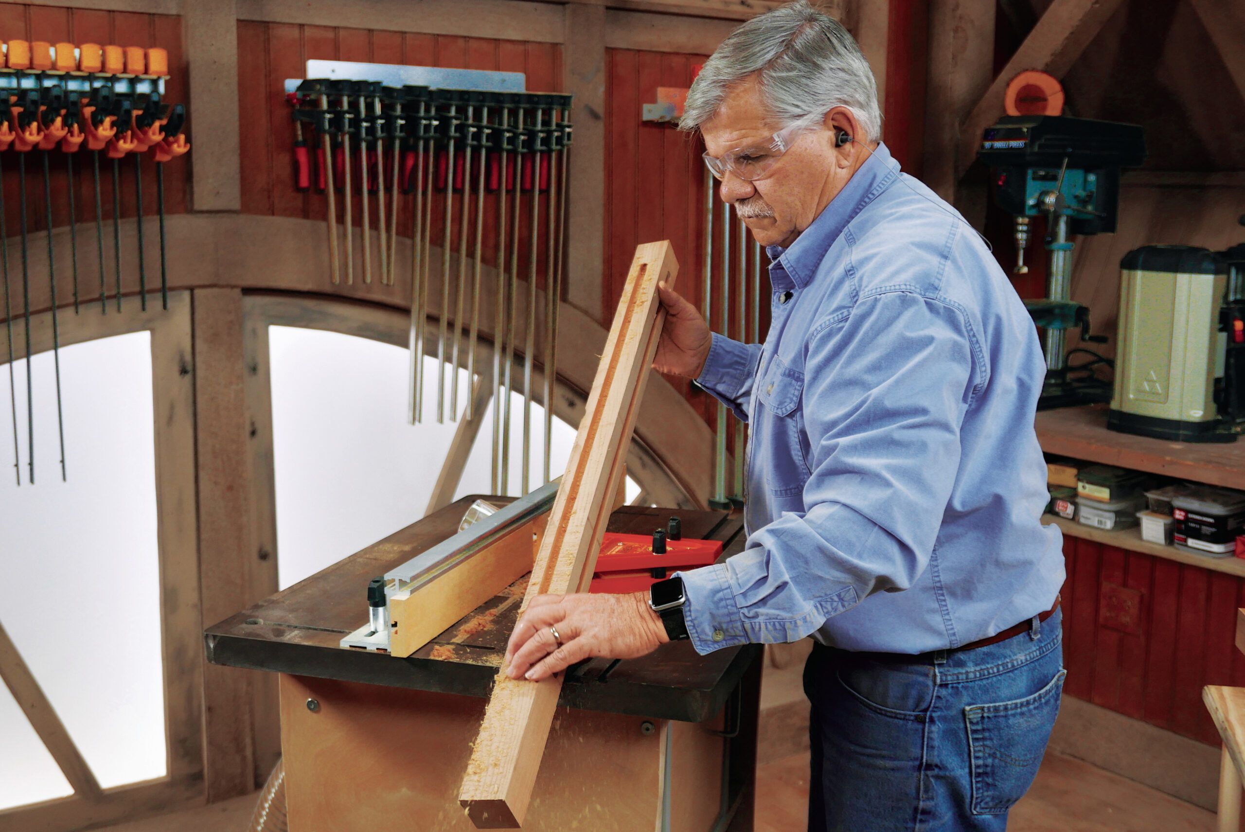 Tom Silva creating dadoes in each leg