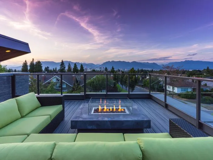 Fireplace on roof deck