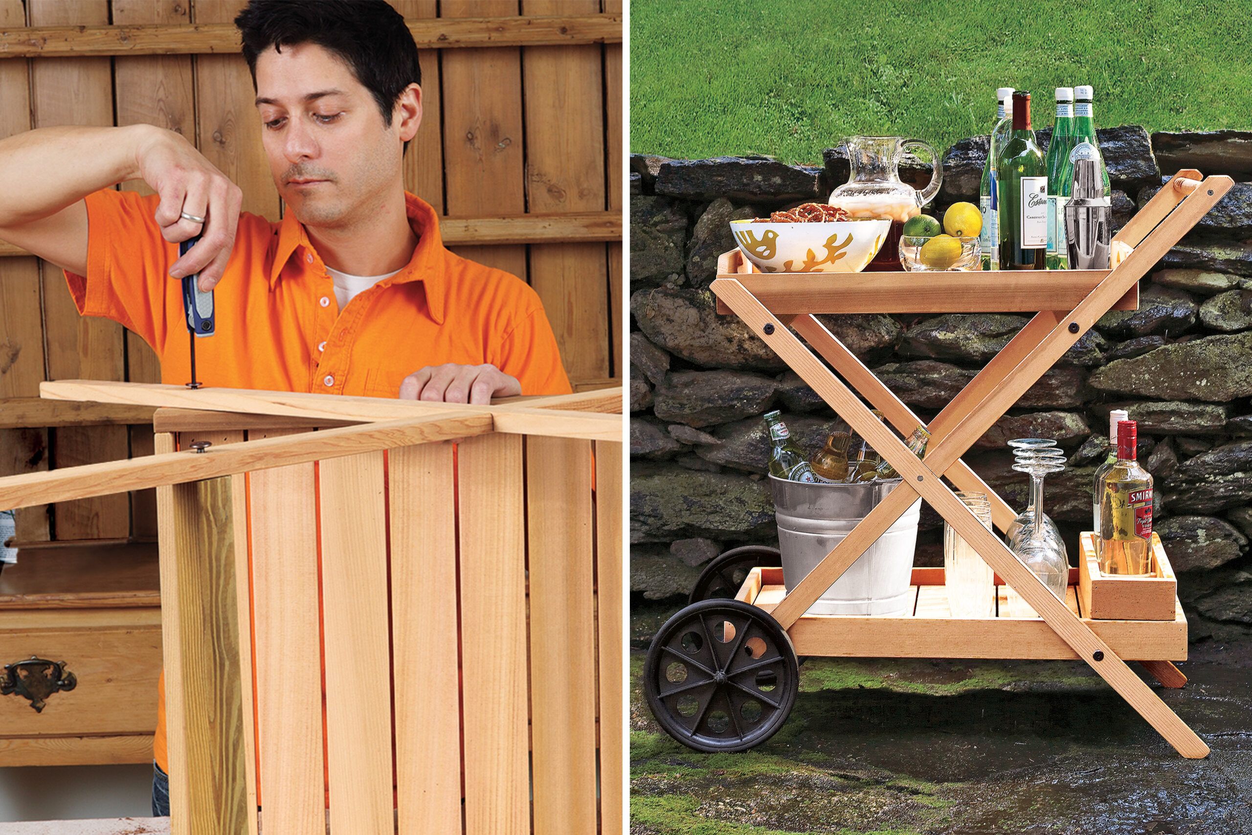 a DIY bar cart