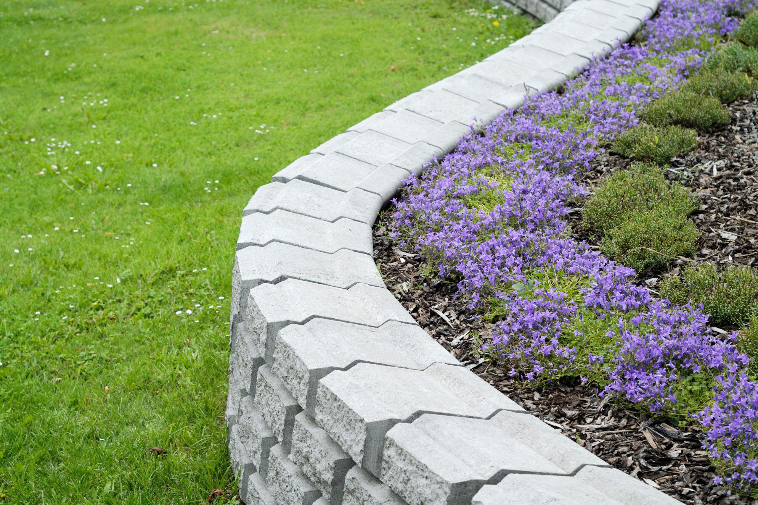 a sitting wall in a backyard