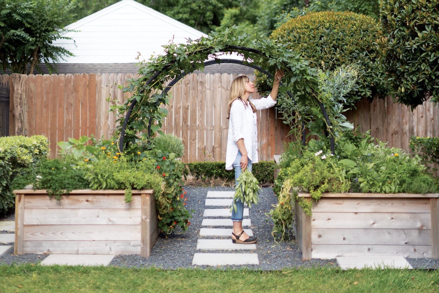 Woman in her kitchen garden