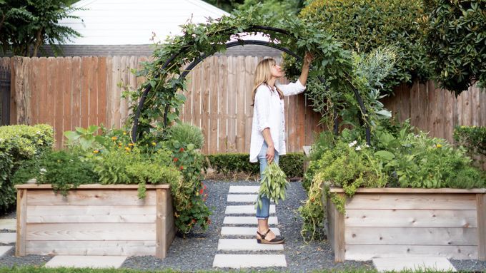 Woman in her kitchen garden