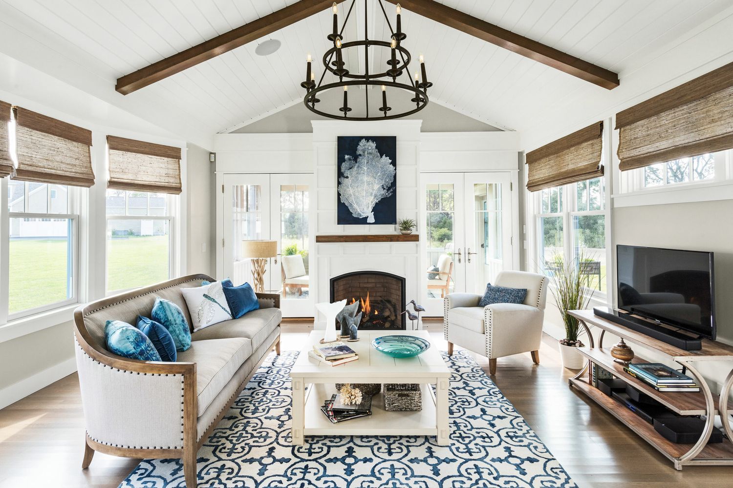 Coastal grandmother style living room.