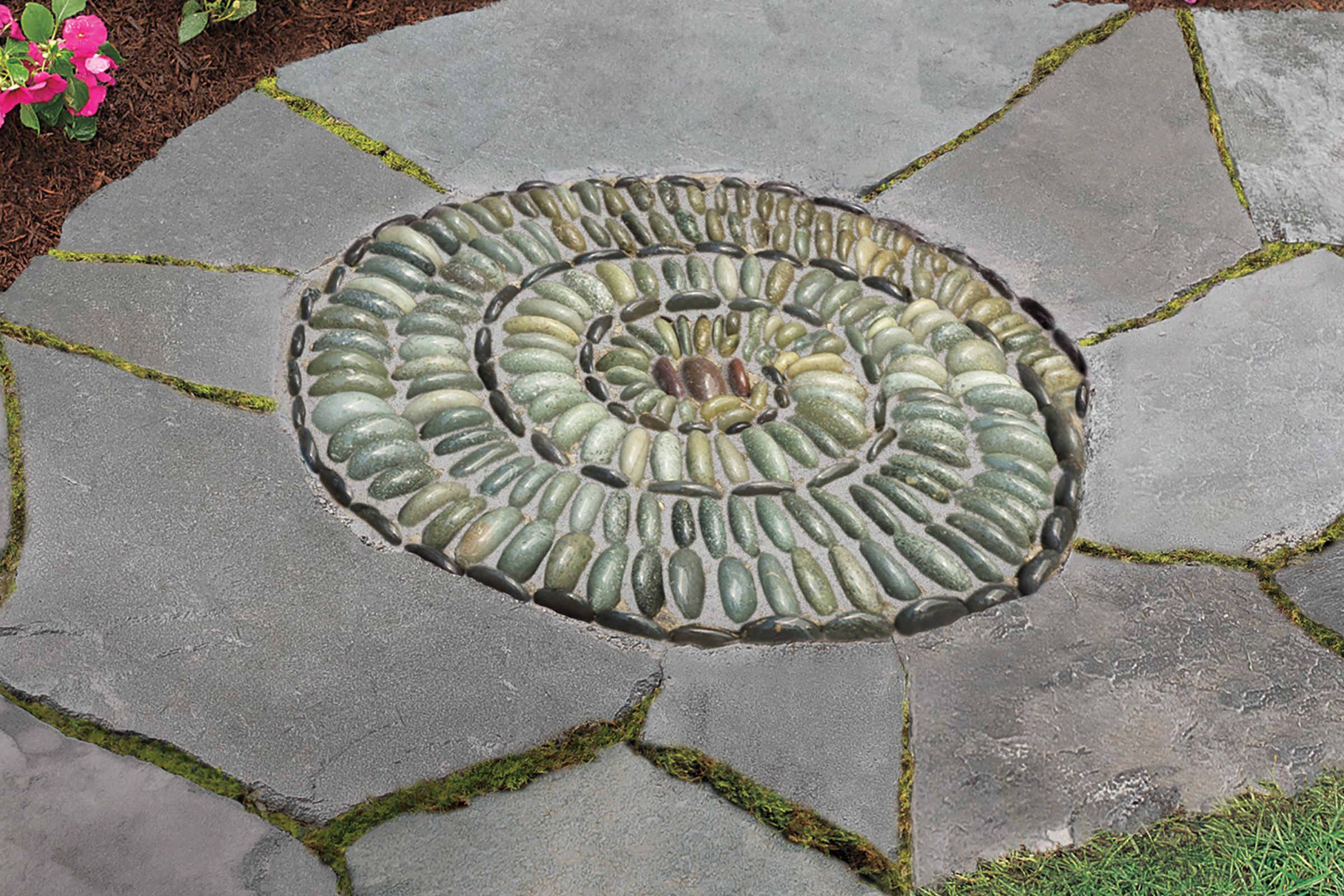 a pebble mosaic design in stones