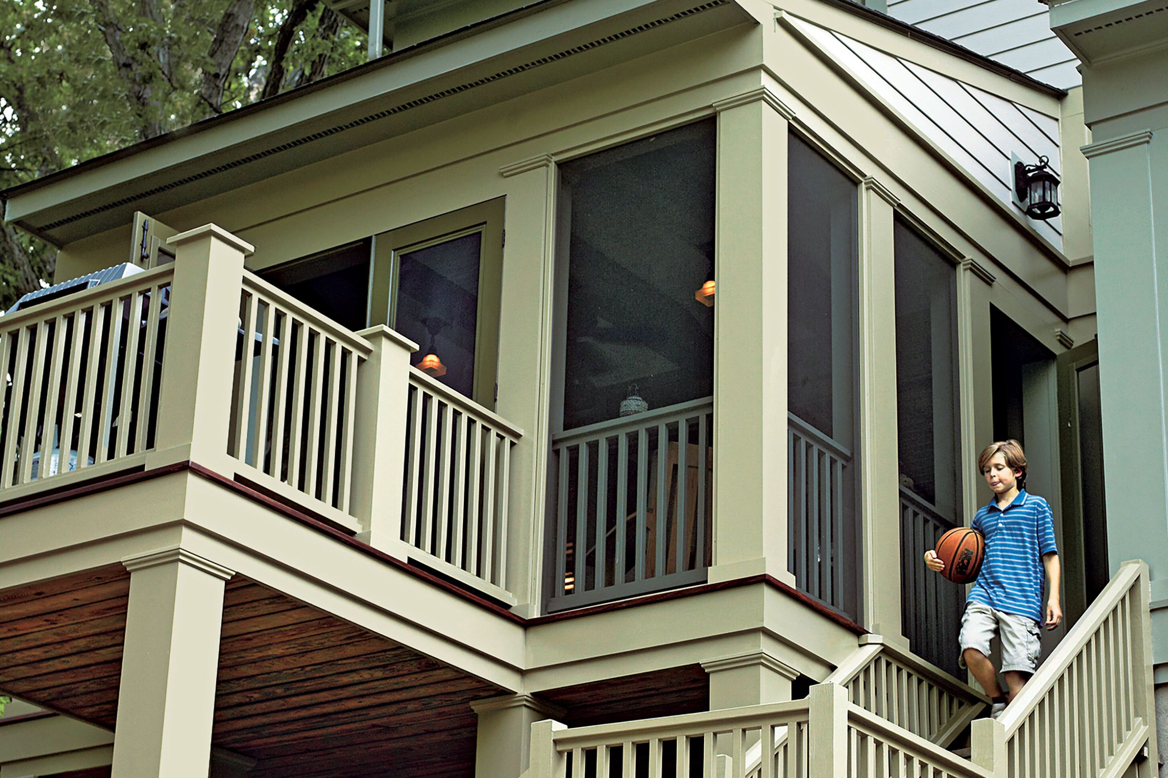 a screened-in porch