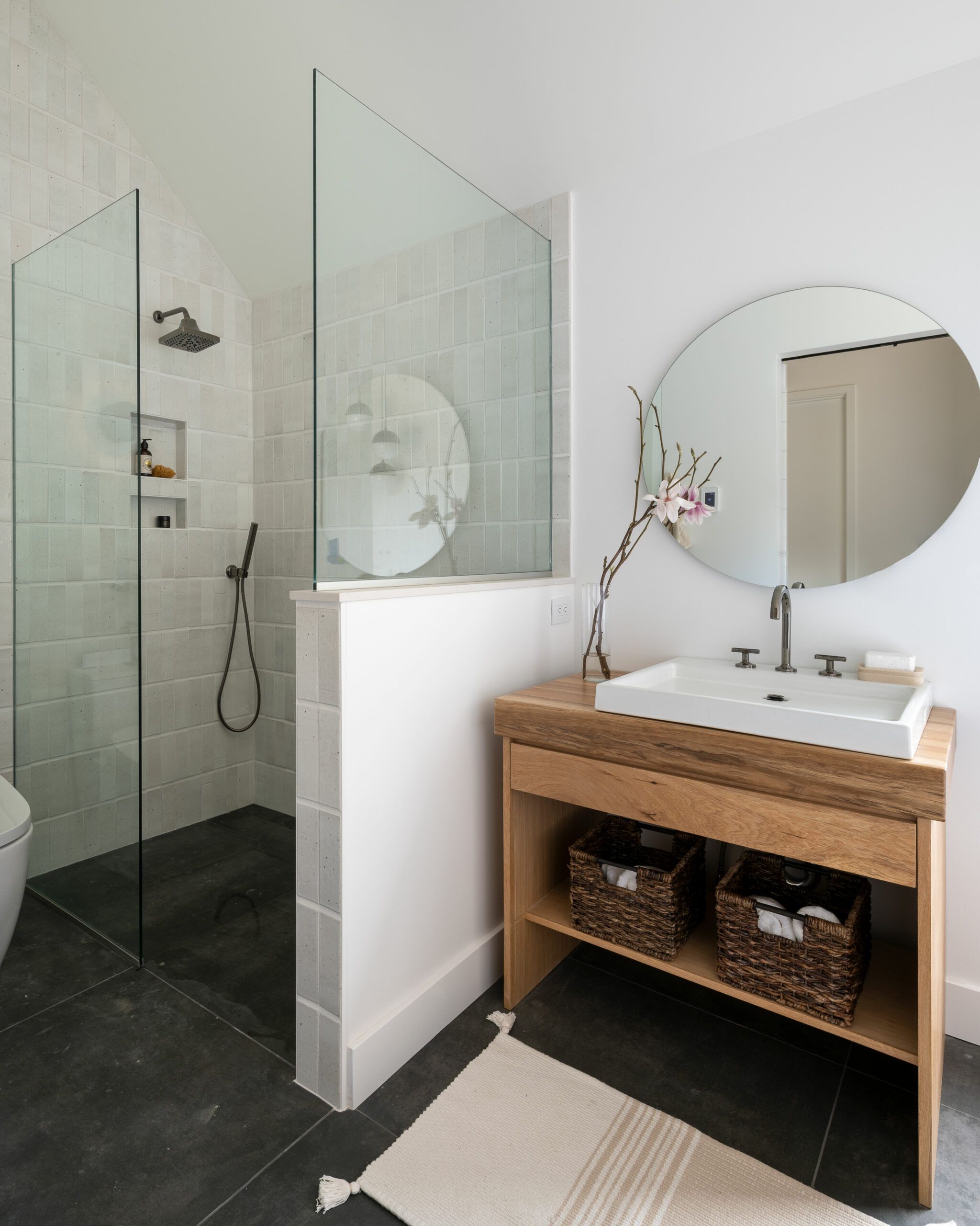 a sleek, modern glass shower