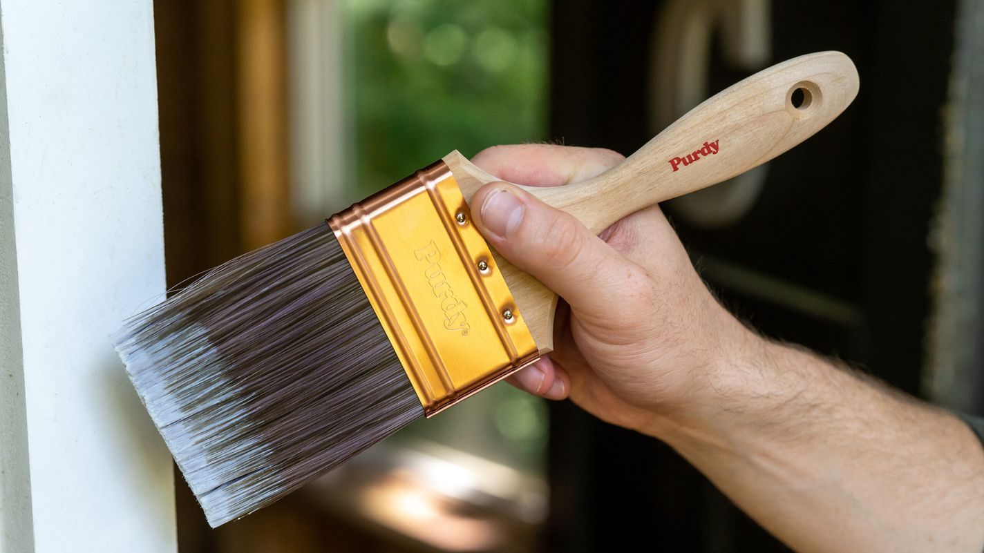 House Painting Supplies, Painter Tools in an Tray with Paint