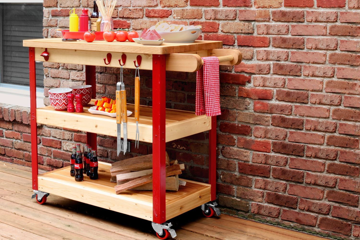 Rolling grill cart