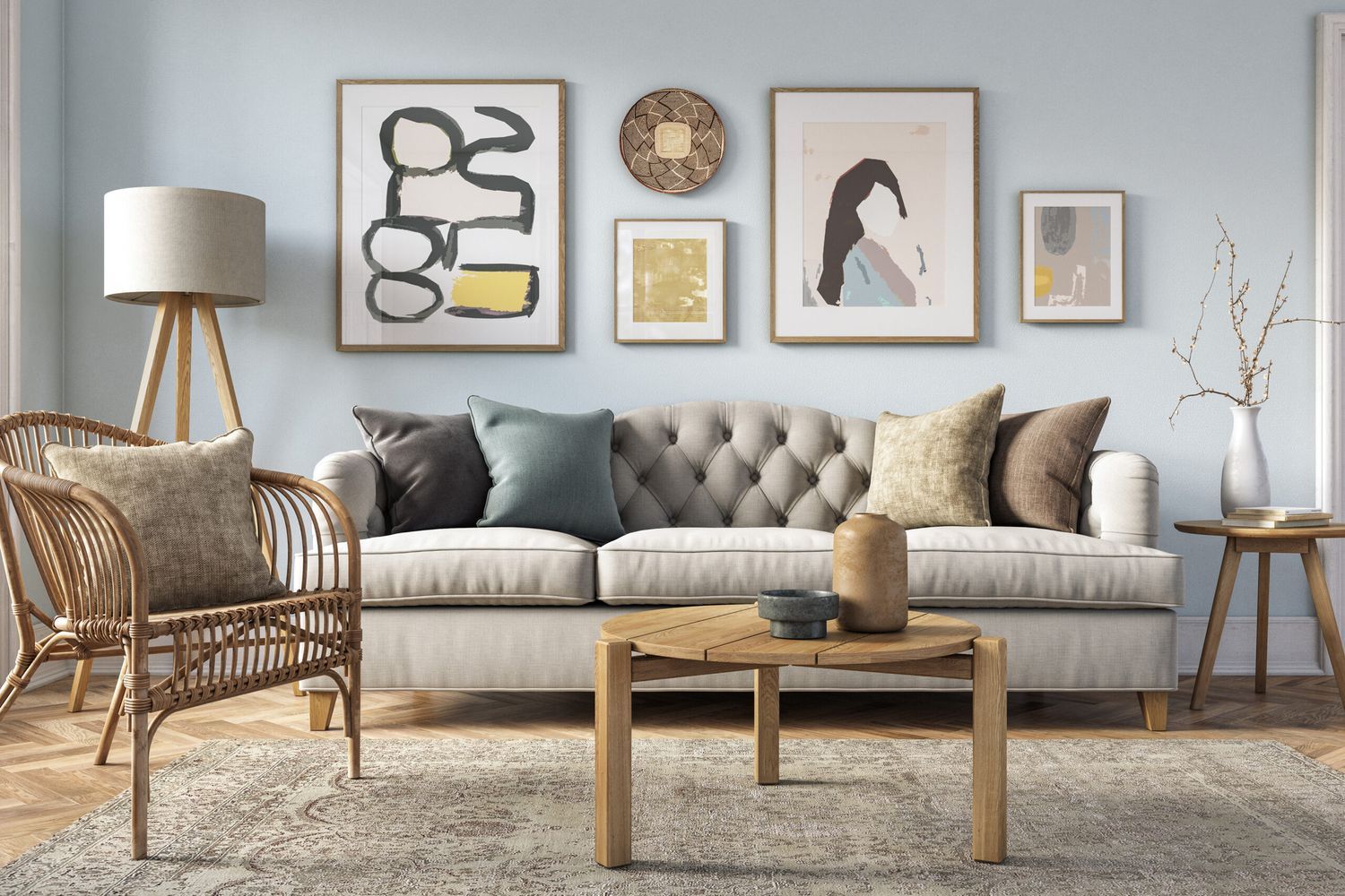 Image of a living room in a home that has items that are vulnerable due to low humidity