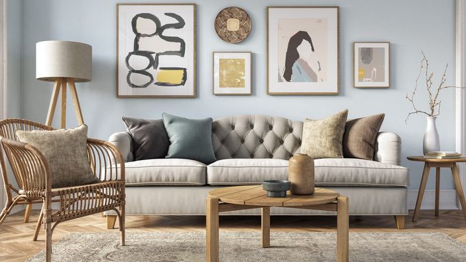 Image of a living room in a home that has items that are vulnerable due to low humidity