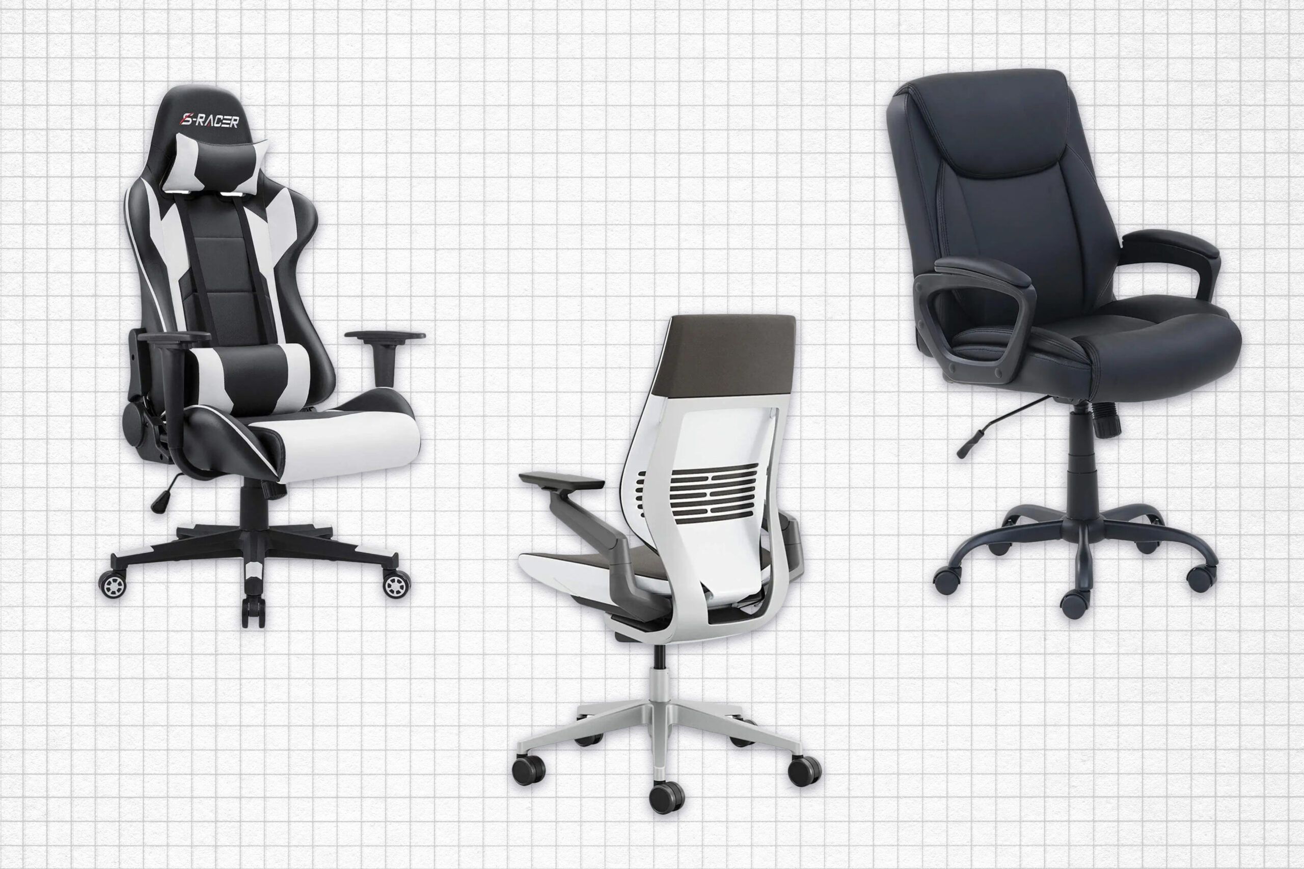 three office chairs