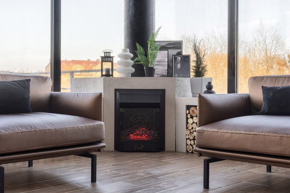 a fireplace in a living room