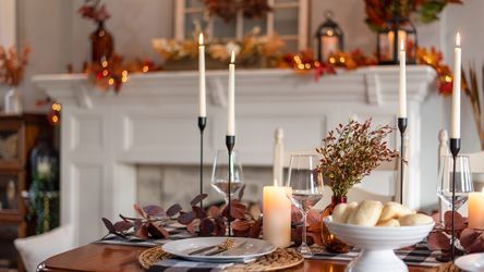 A Thanksgiving dinner on a table.