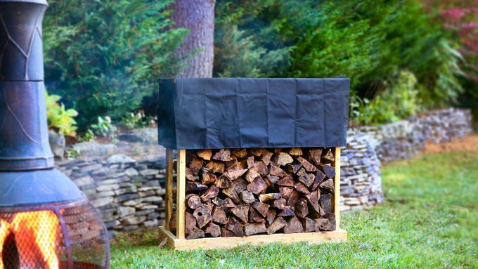 A small homemade firewood rack.