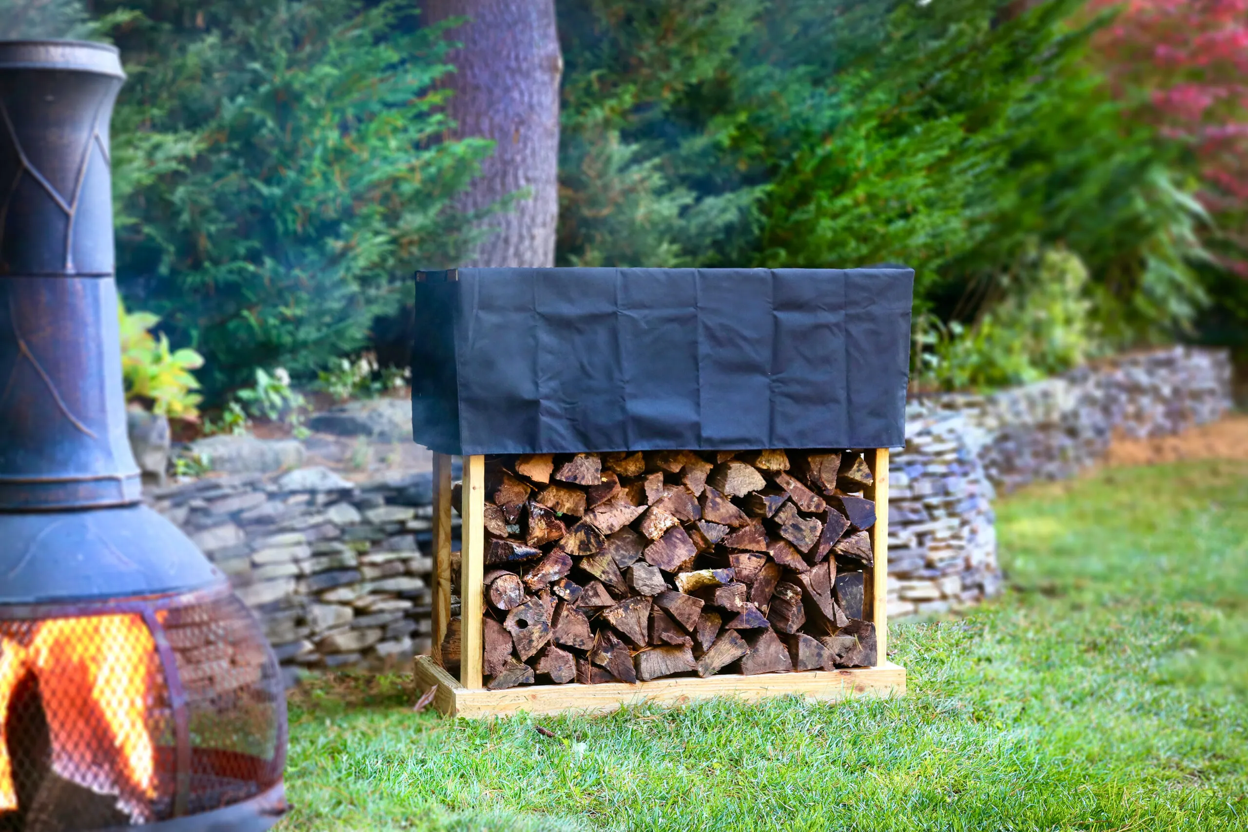 A small homemade firewood rack.