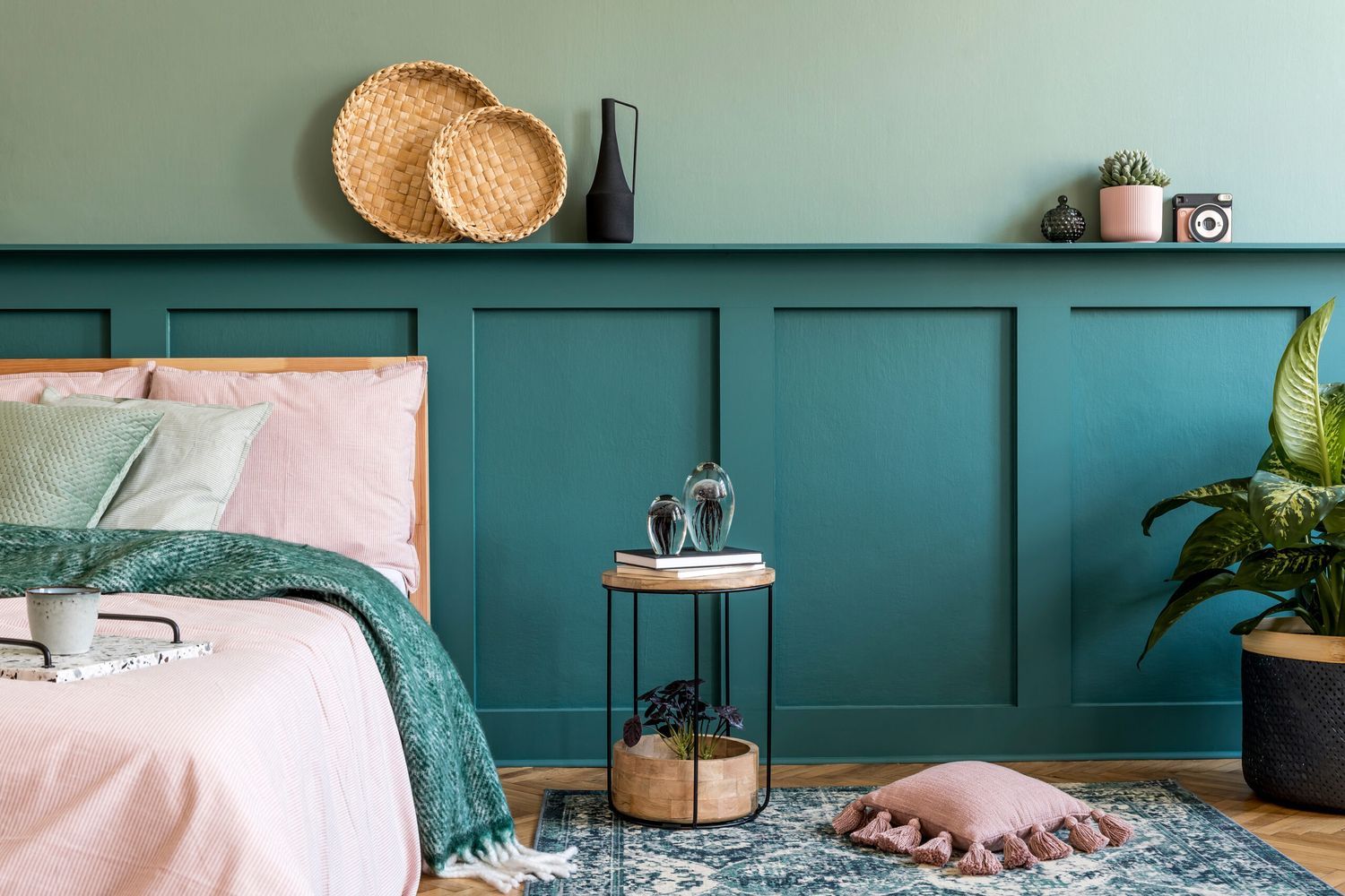 wood paneling in a bedroom for a modern look