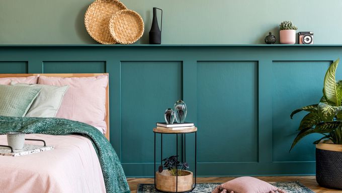 wood paneling in a bedroom for a modern look