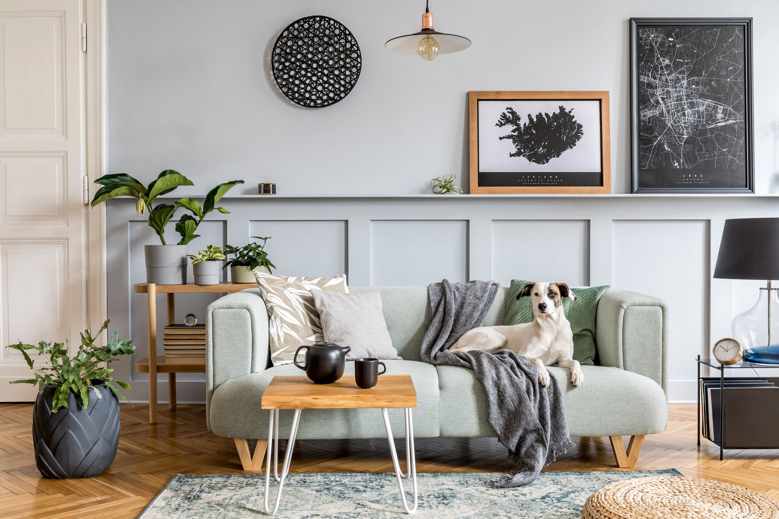 wood paneling in a living room that creates depth to the wall