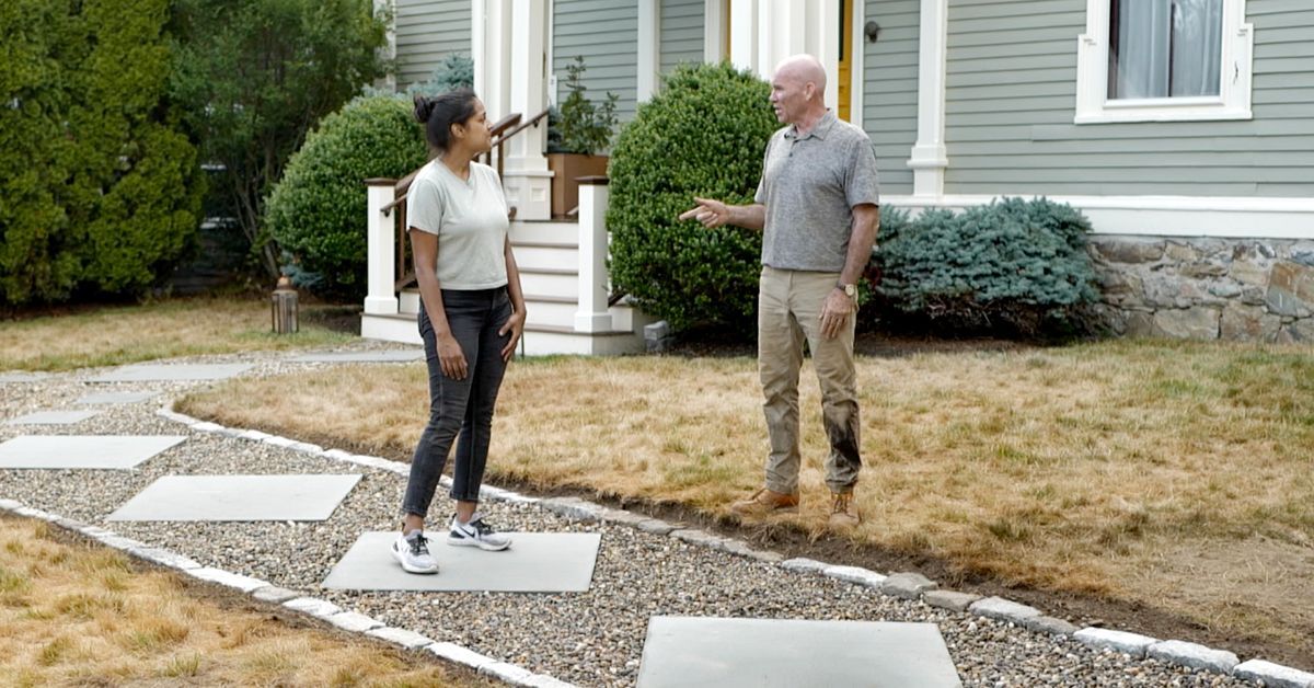 S21 E15, Mark McCullough installs a pea stone walkway
