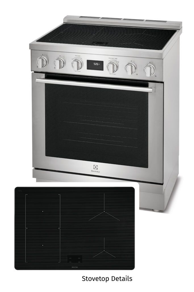 Induction range with stovetop details