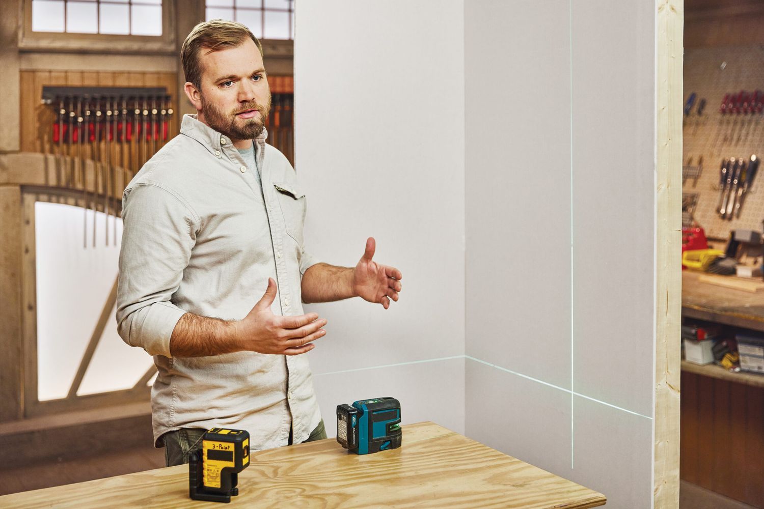 Nathan Gilbert with laser levels