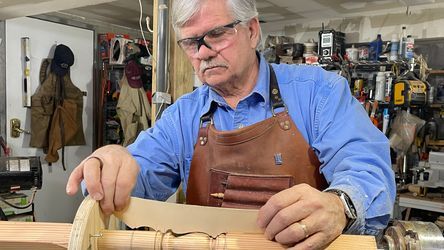 S21 E24, Tom Silva helps a homeowner missing original spiral detailed spindles from their staircase by hand-turning replicas on a lathe