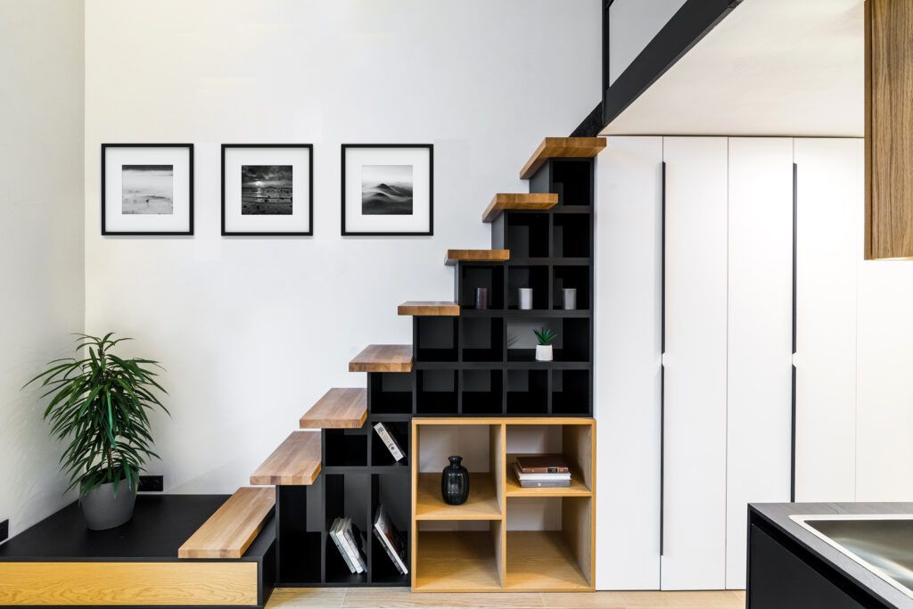 Staircase, Bookshelf, Home, Interior