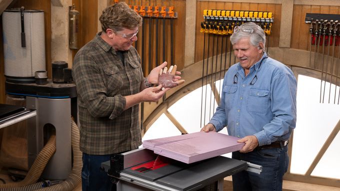 S21 E25, Tom Silva demonstrates how table saw safety features work to Kevin O'Connor
