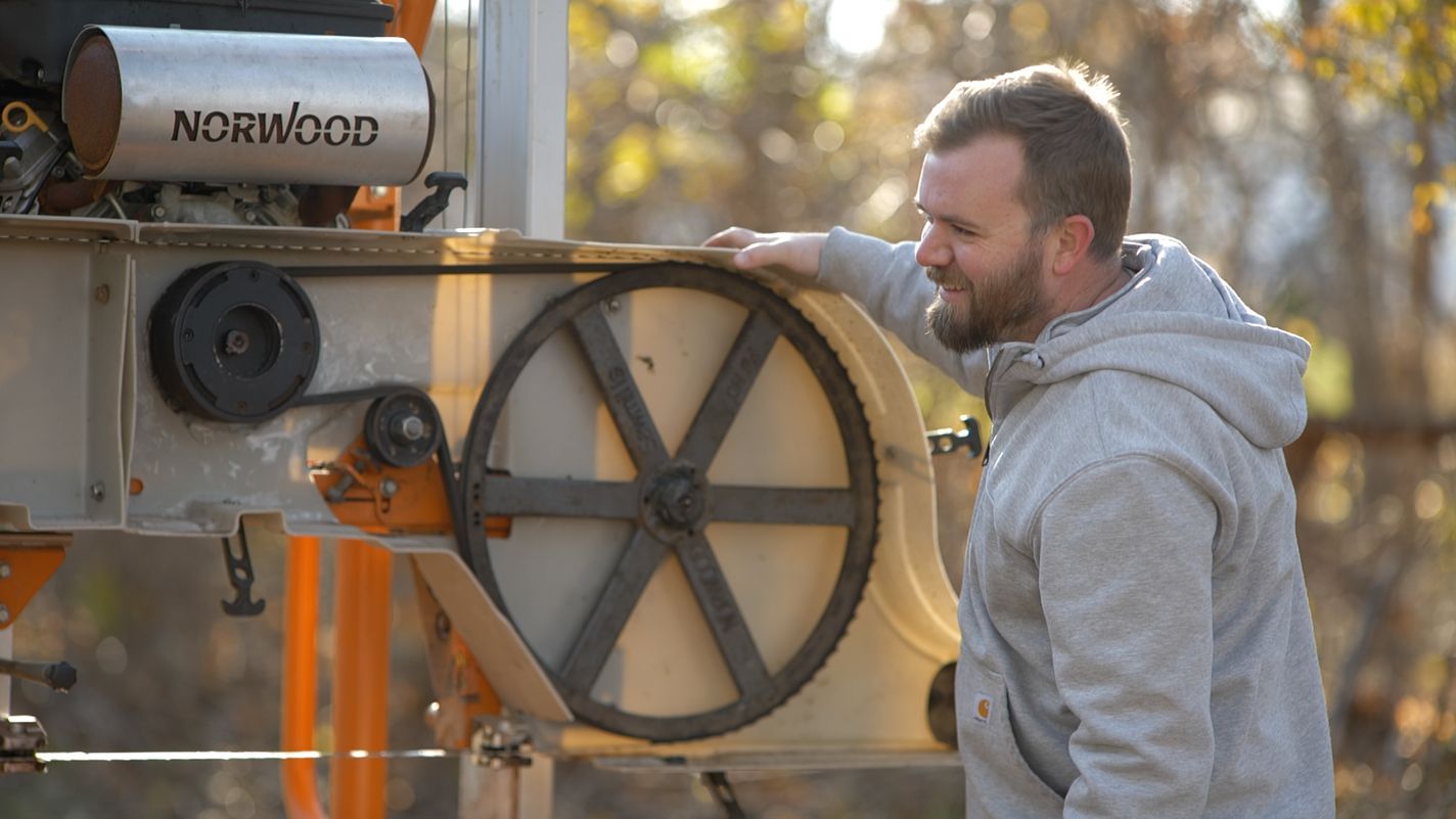 S21 E26, Nathan Gilbert works with a portable sawmill