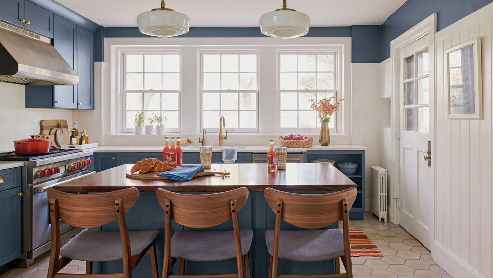 Before and After: Building a Functional Kitchen Island , Interior, Magazine, 2022, Before/After, Blue Cabinets, Island, Kitchen, Kitchen Island, Magazine, PA, Pennsylvania, Philadelphia, Philadelphia PA, Romens, Shiplap, Indoors, Kitchen, Kitchen Island, Room