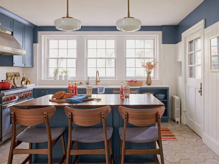 Before and After: Building a Functional Kitchen Island , Interior, Magazine, 2022, Before/After, Blue Cabinets, Island, Kitchen, Kitchen Island, Magazine, PA, Pennsylvania, Philadelphia, Philadelphia PA, Romens, Shiplap, Indoors, Kitchen, Kitchen Island, Room