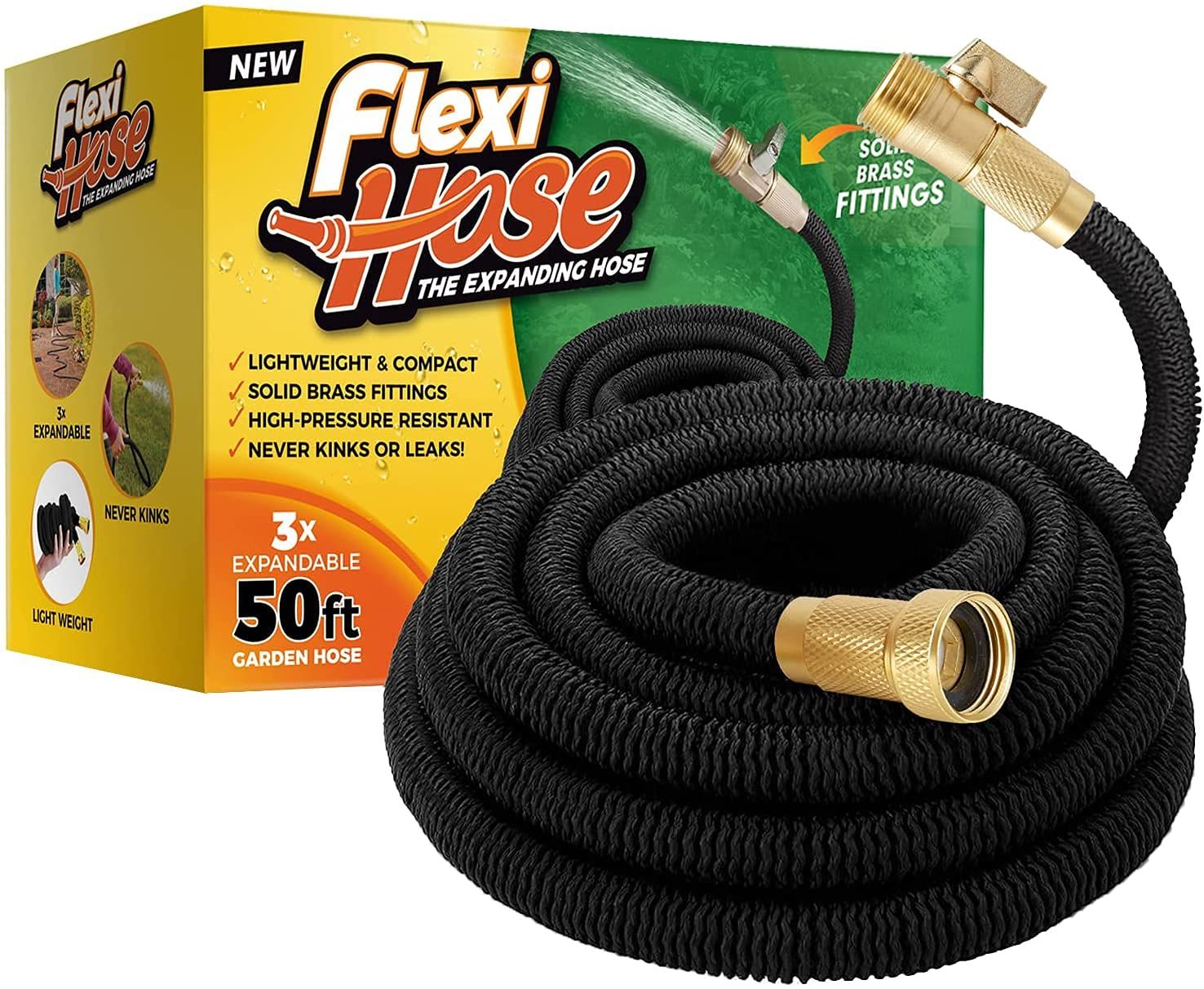 3/4 in. 50 ft. Expandable Garden Hose Flexible Water Hose with 10-Function Nozzle Durable 3750d Water Hose No Kink