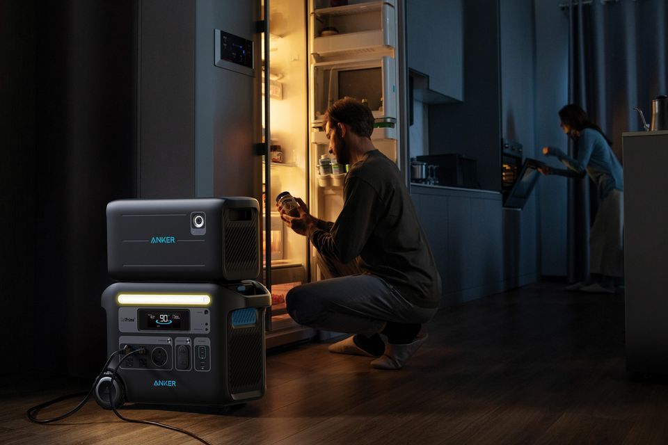 Using a portable power station to power a fridge in a blackout.