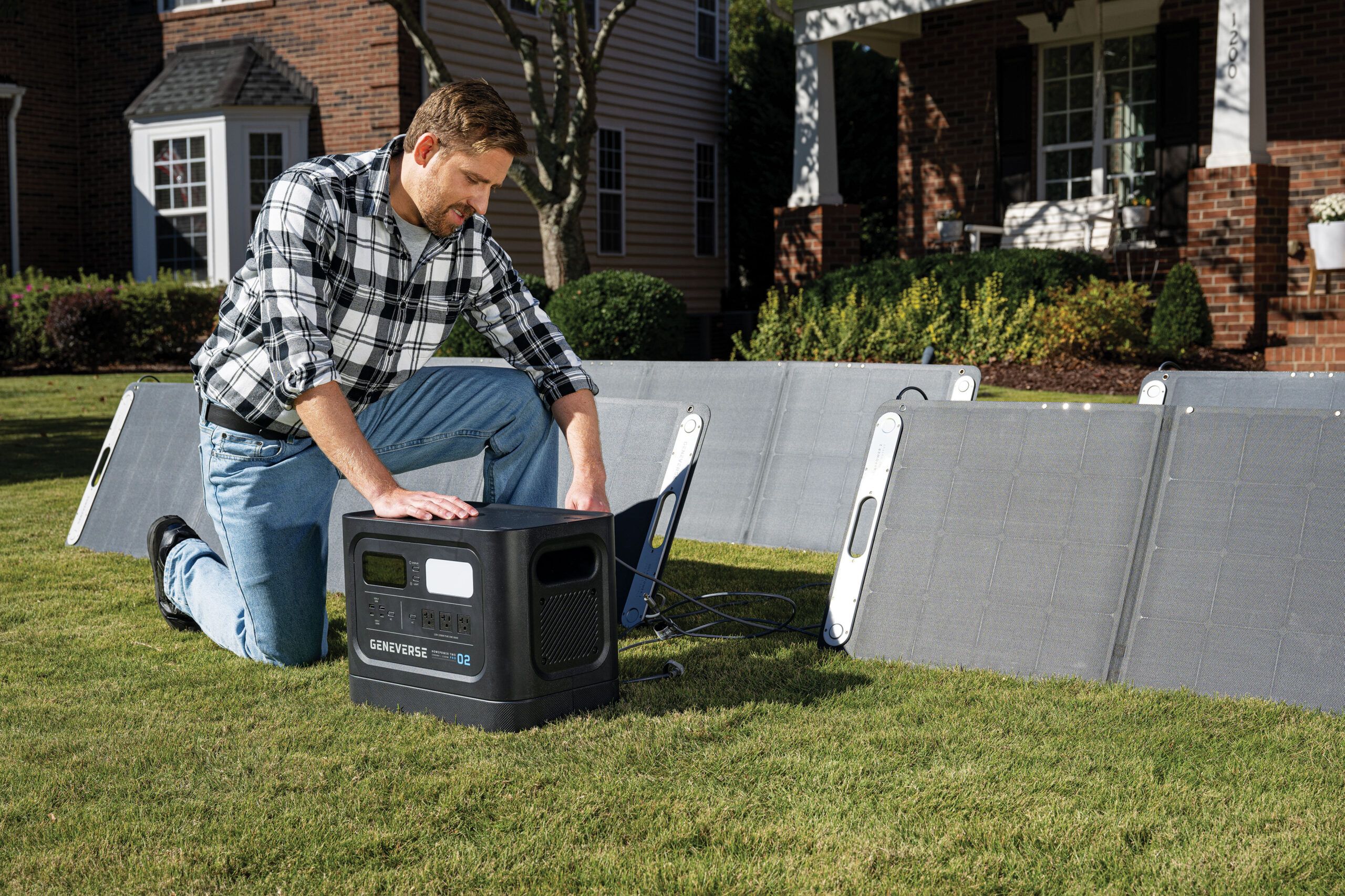 Using solar panels to charge a portable power station.