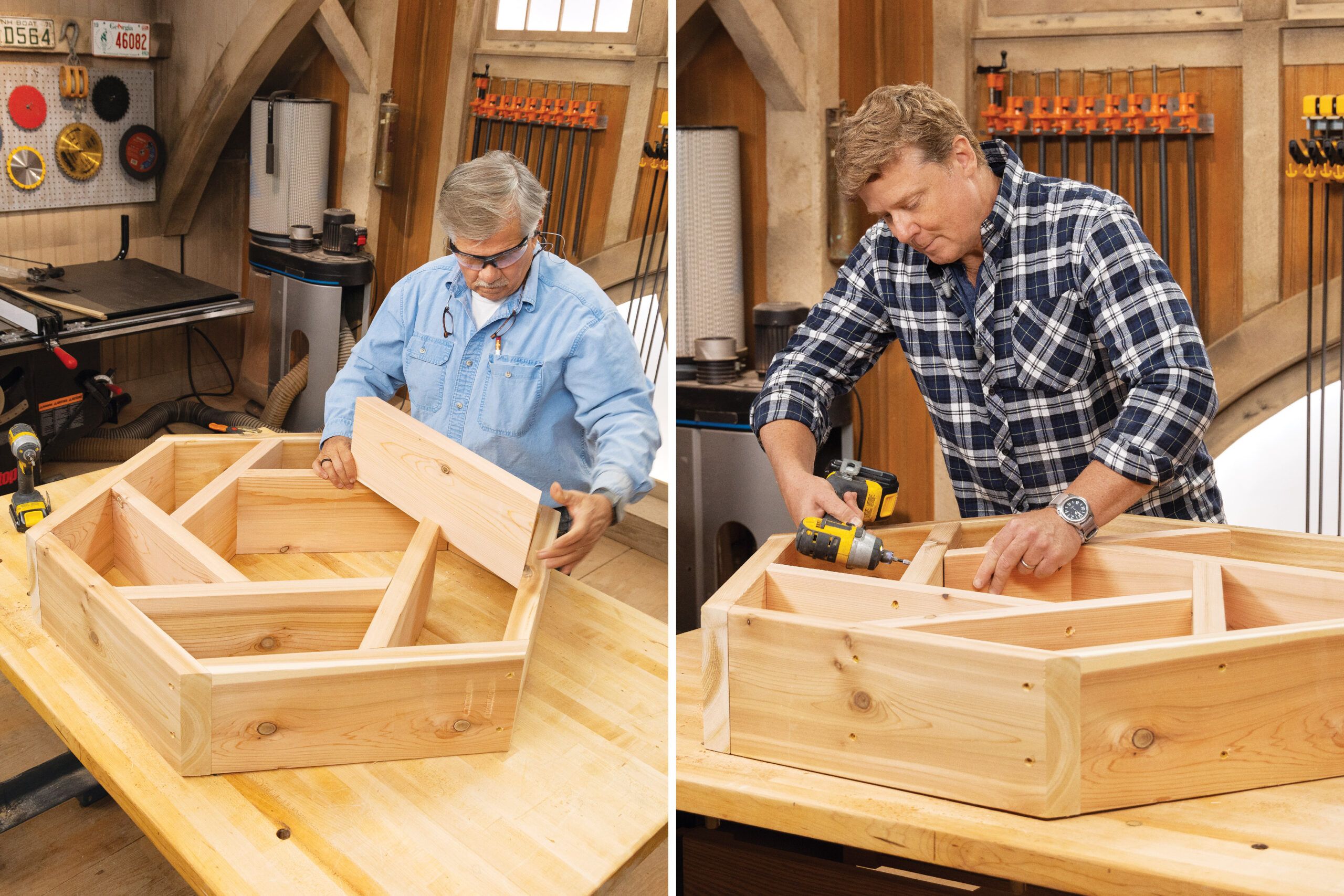 assembling the inner pieces of a hexagonal herb planter