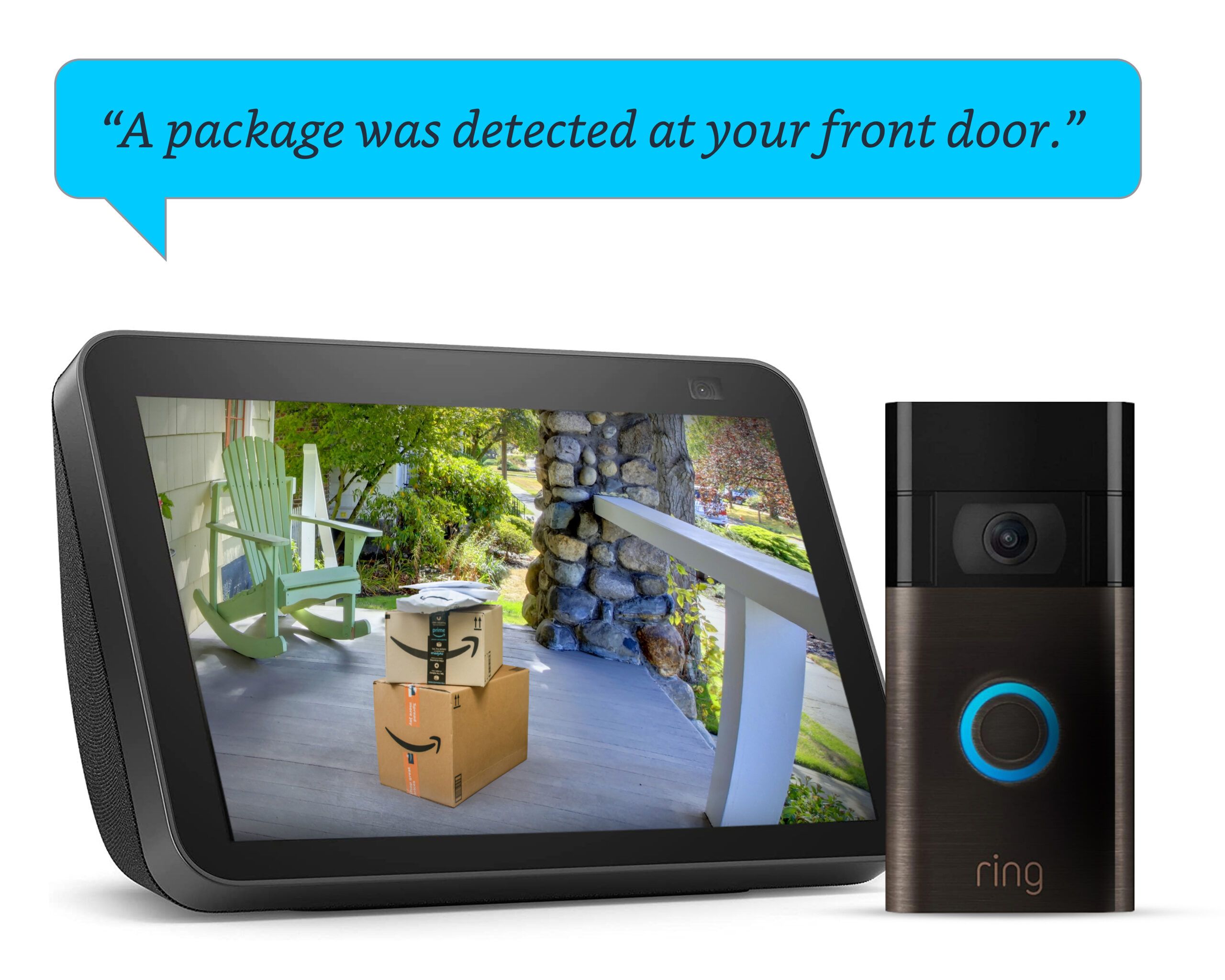Ring doorbell and Echo Show displaying rich notification.